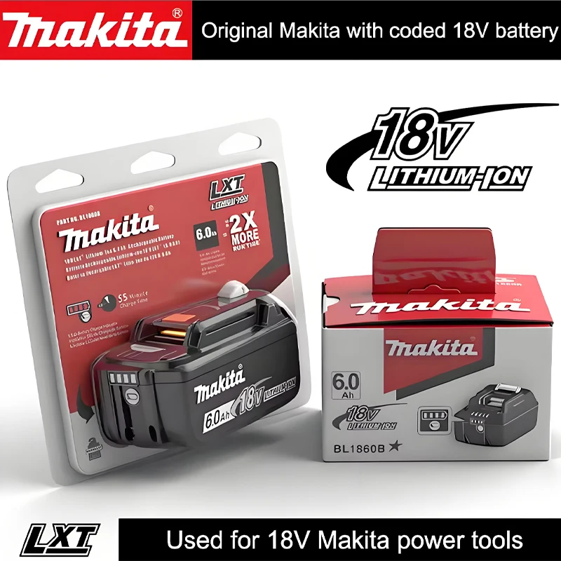 Originaler Makita 18V-Akku BL1820B, wiederaufladbarer Lithium-Ionen-Akku für Makita 18V Power Oil, Akku zum Einsetzen.