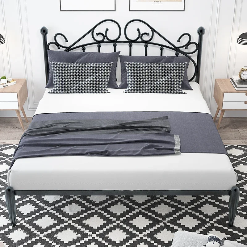 

Women Minimalist Iron Bed Princess Aesthetics Nordic Romantic Wedding Bed Light Luxury Compact Beliche Entrance Hall Furniture