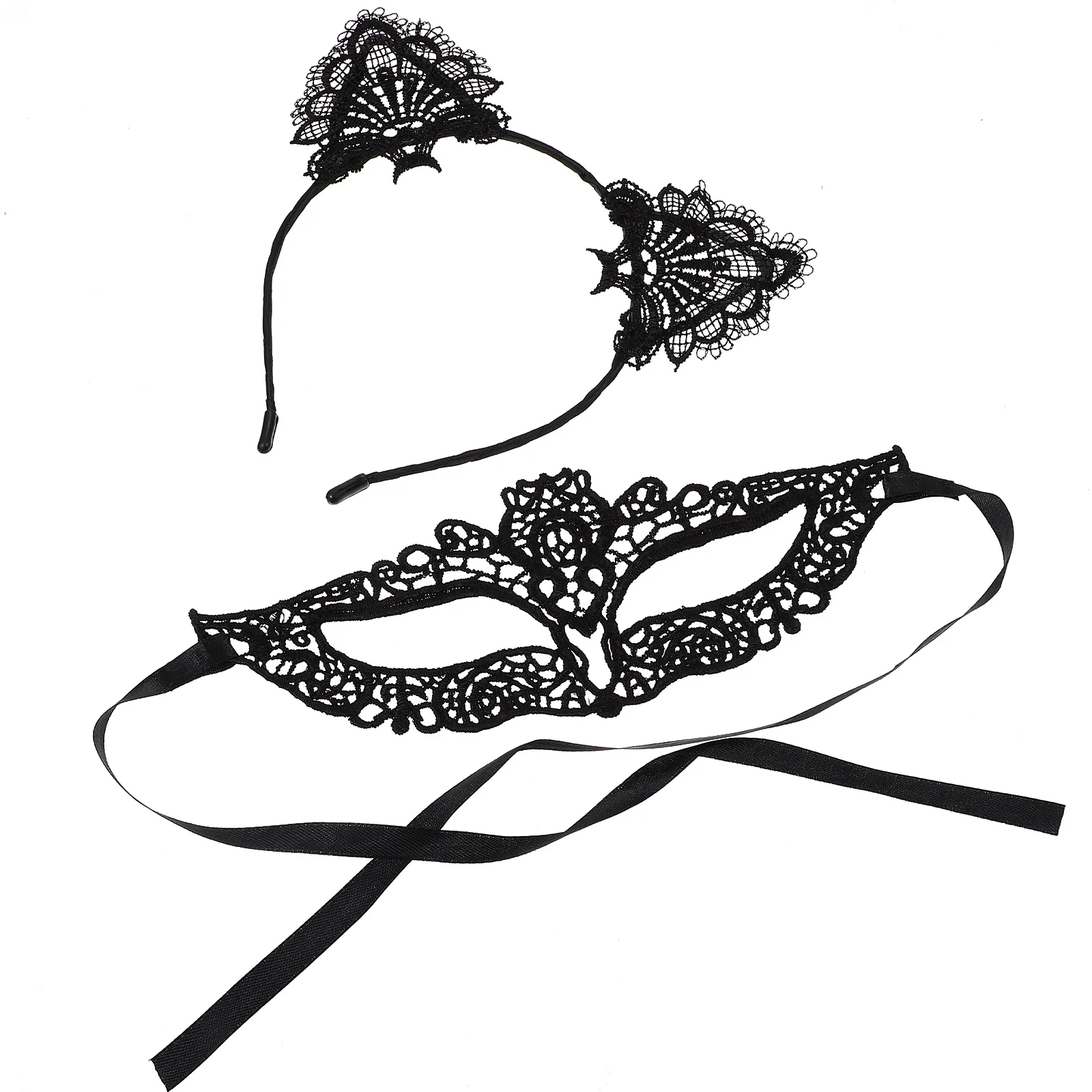 

1Set Lace Face Mask Animal Ear Hairbands Creative Unique Hair Hoops Party Costume Headdress Festival Headwear Cat Ear Headbands