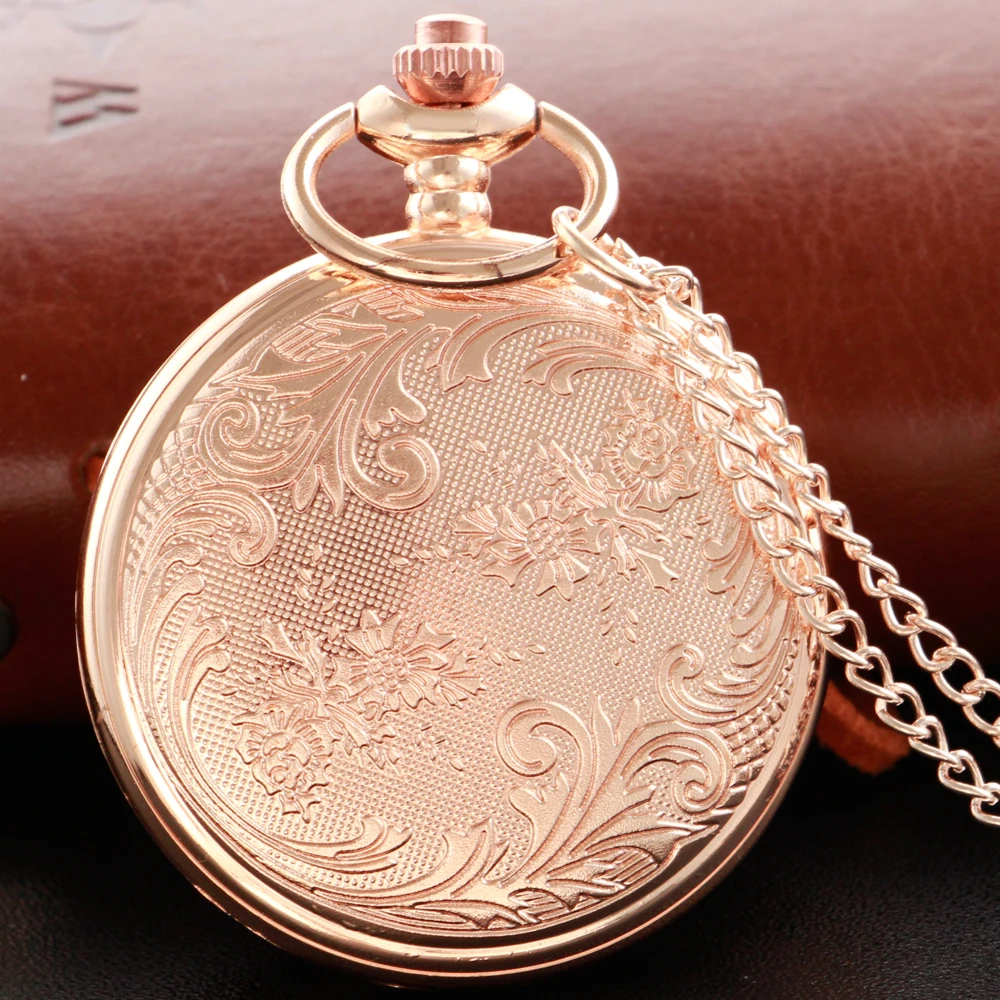 Exquisite Green Luxury Gemstone Diamond Rose Gold Quartz Pocket Watch Womens Necklace Clock Pendant Jewelry Accessories Gifts