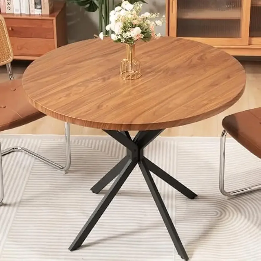 Walnut Round Dining Table for 4-6 Person, 39