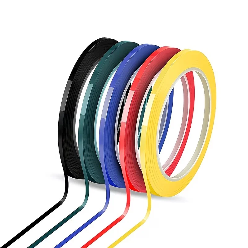 

Five Rolls of Self-Adhesive Colored Tape, Measuring 3mm X 66.0 meter, Suitable for Art, Crafts, And Whiteboard Marking
