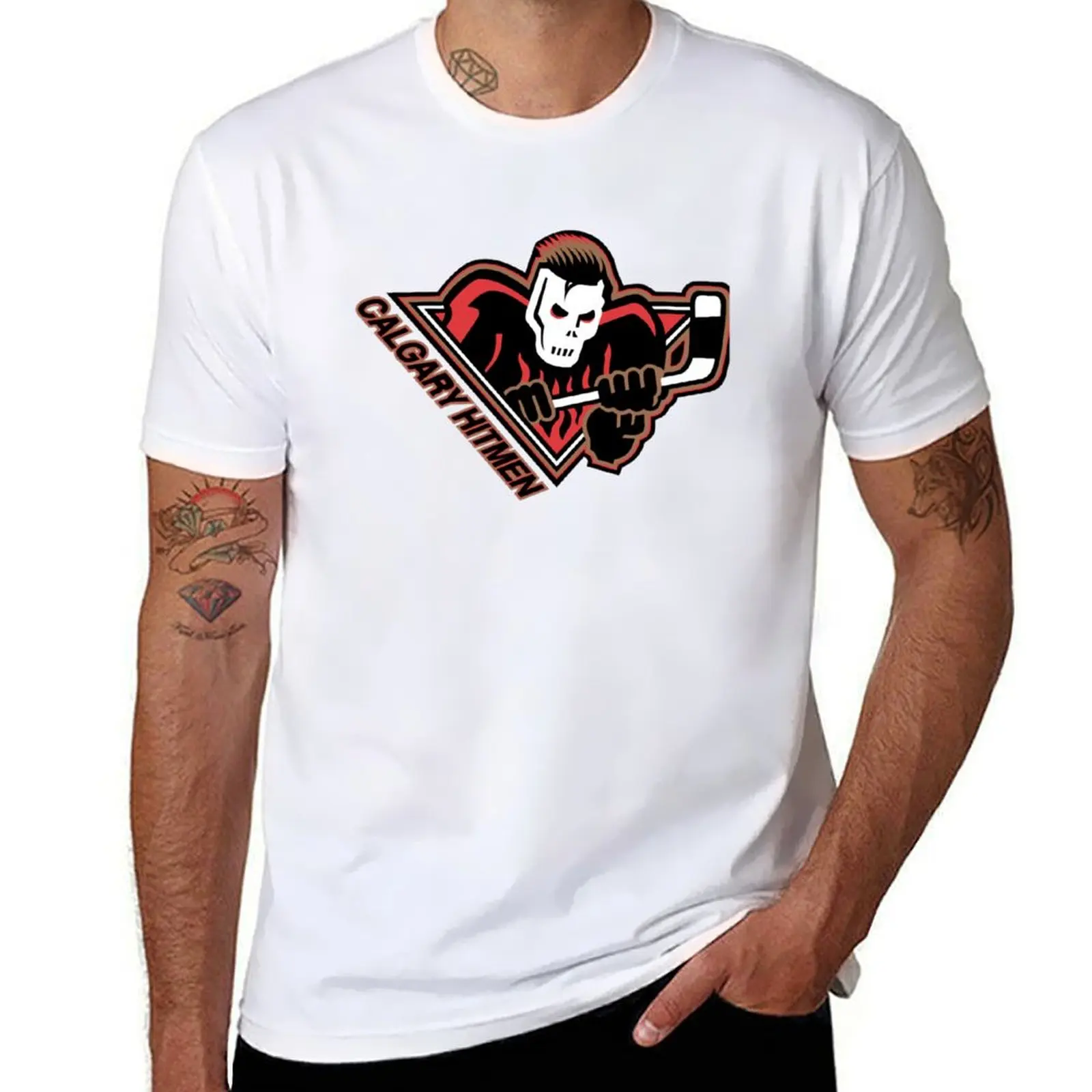 

Футболка Calgary Hitmen, мужские футболки с рисунком, забавная мужская футболка из плотного хлопка
