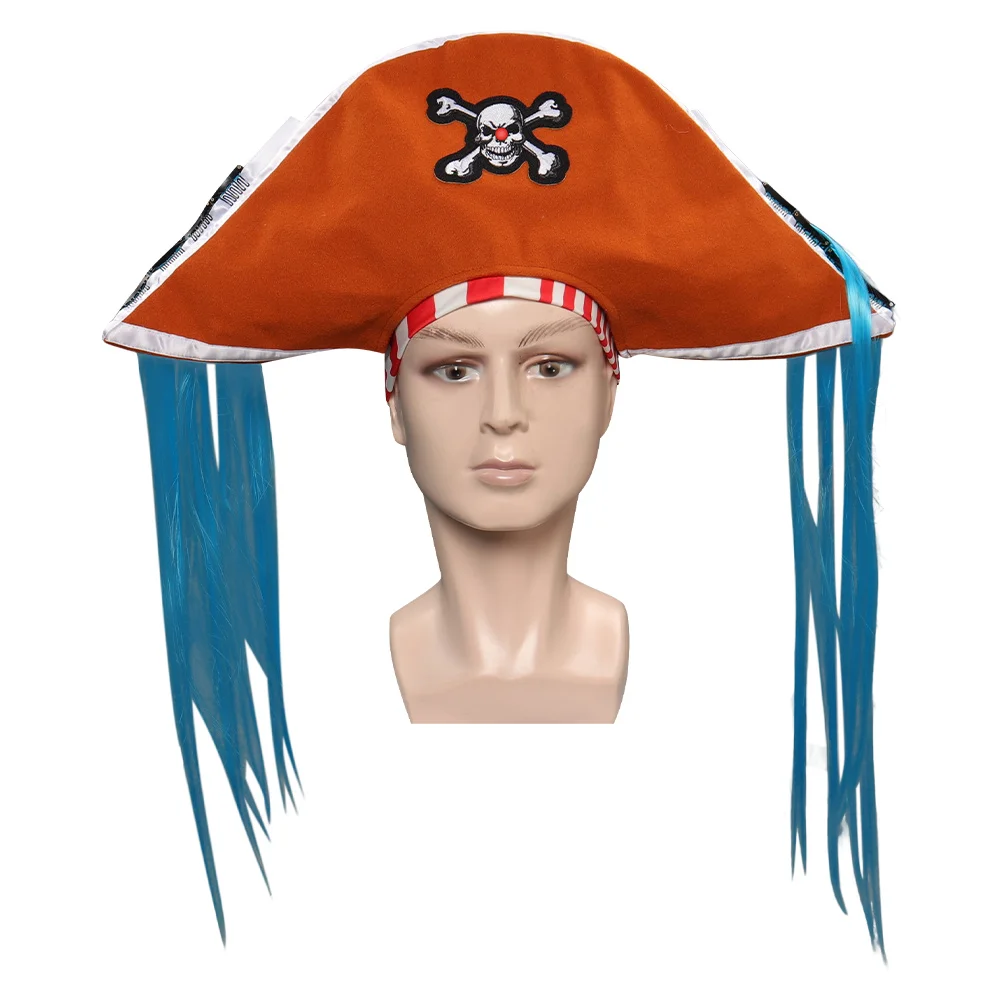 Anime Buggy Cosplay para homens, chapéu pirata, cachecol, chapelaria, bandana de homens adultos, nariz palhaço, acessórios Halloween, adereços de carnaval