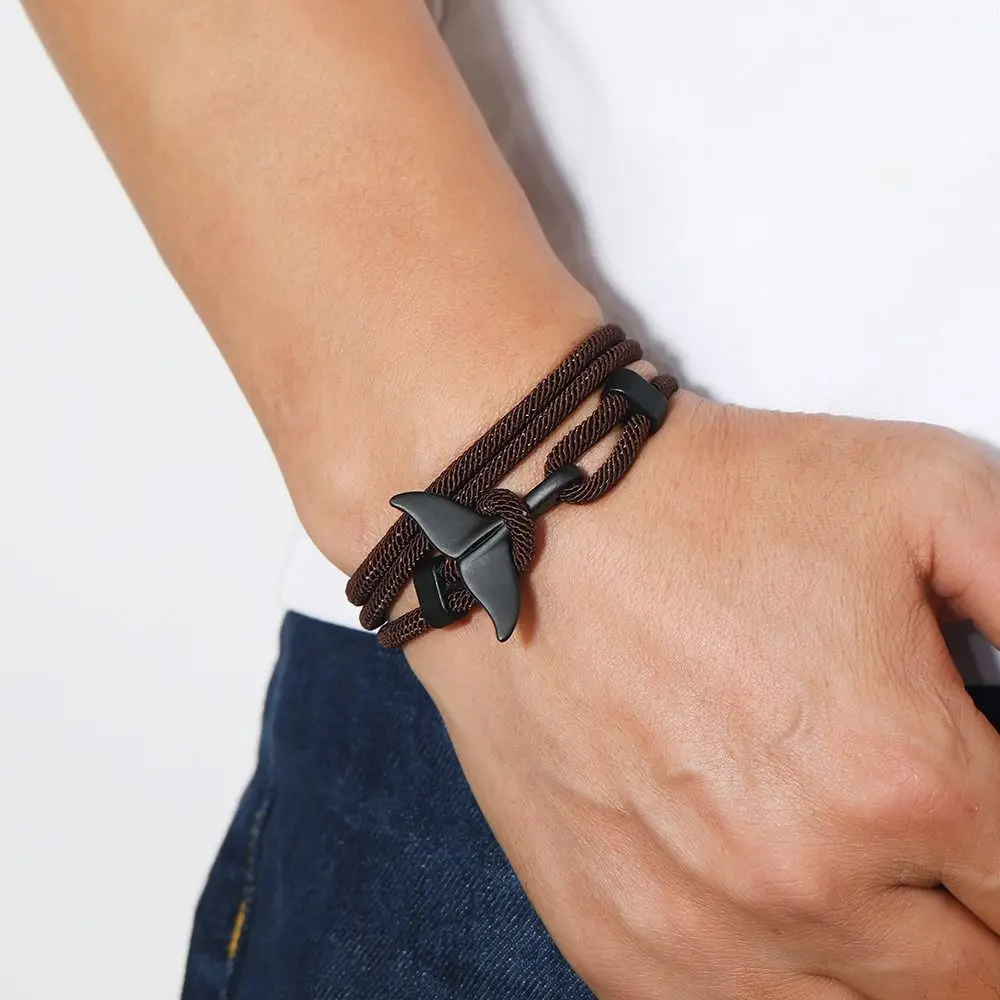 Regalo di compleanno di design di nicchia alla moda Bracciale da uomo in lega serie oceano Gioielli di moda Bracciale in corda intrecciata con cinturino da polso in stile coreano