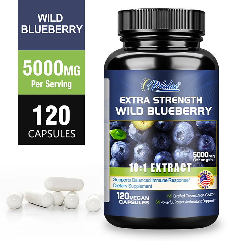 

Wild Blueberry Capsules - Good for Brain and Cardiovascular Health, Protects Vision, Antioxidant