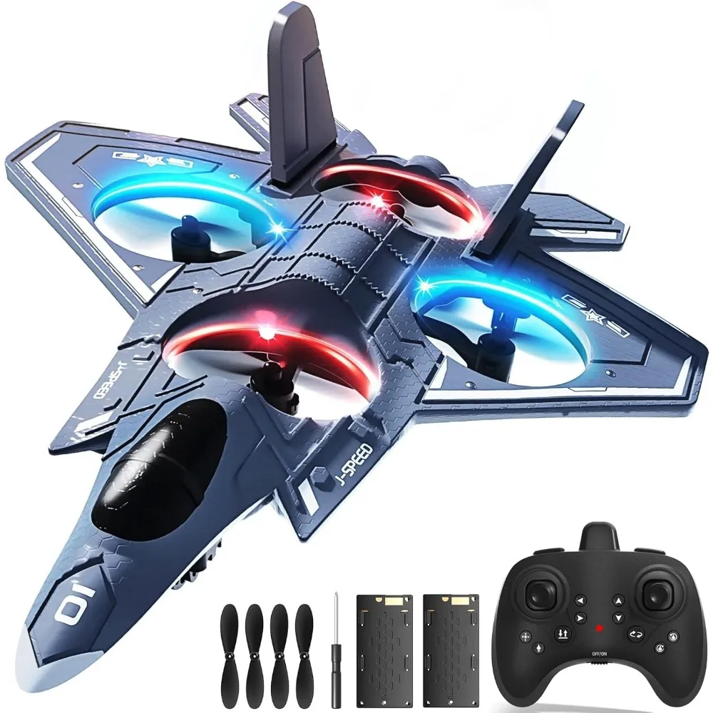 Aerei telecomandati in schiuma per 14 anni in su, RC Fighter Jet con luci a LED e chiavistelli a 360 gradi, Stunt Ready