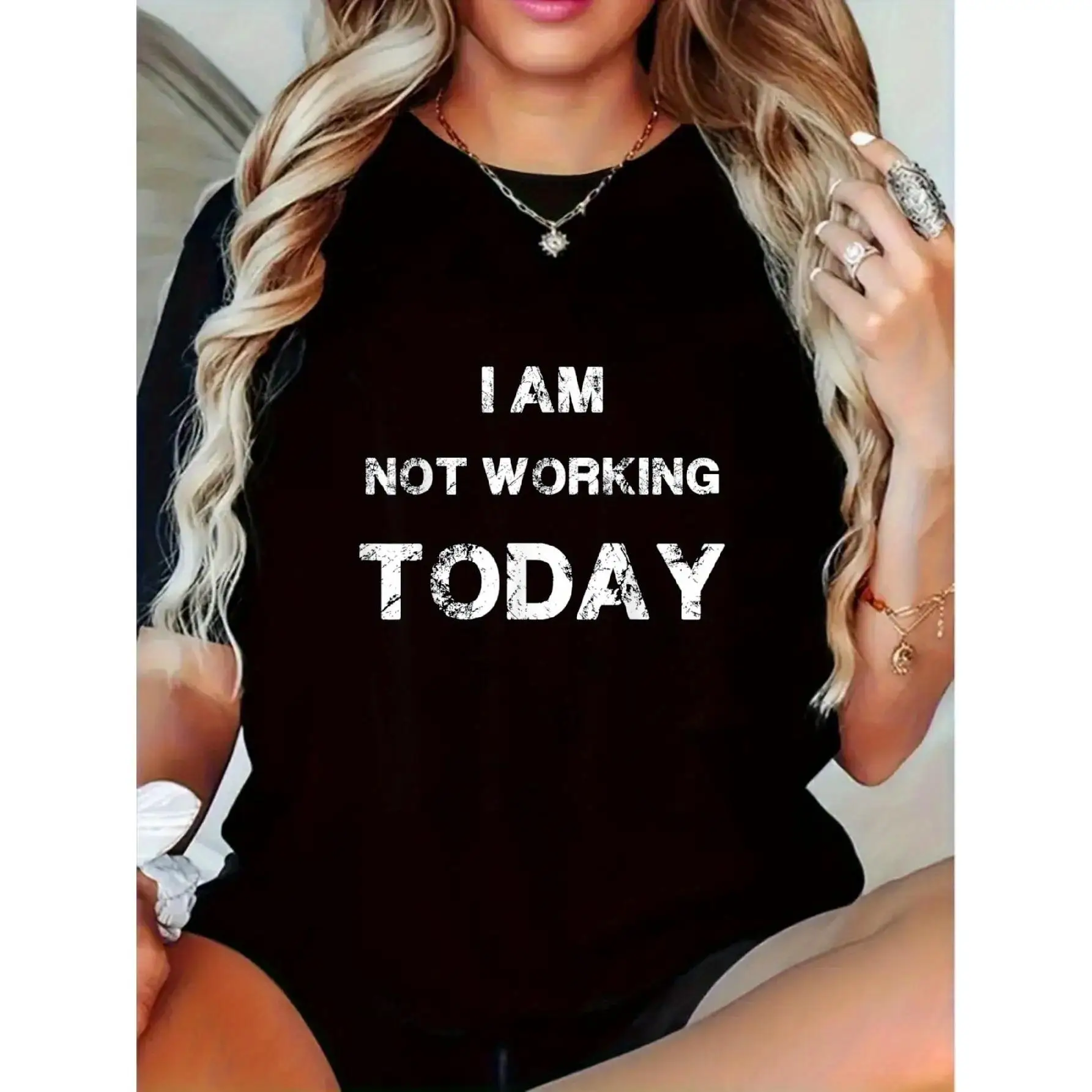 

Men Women I Am Not Working Today T-Shirt Funny Lazy Day Print Pullover Casual Relax Humor Short Sleeve Top