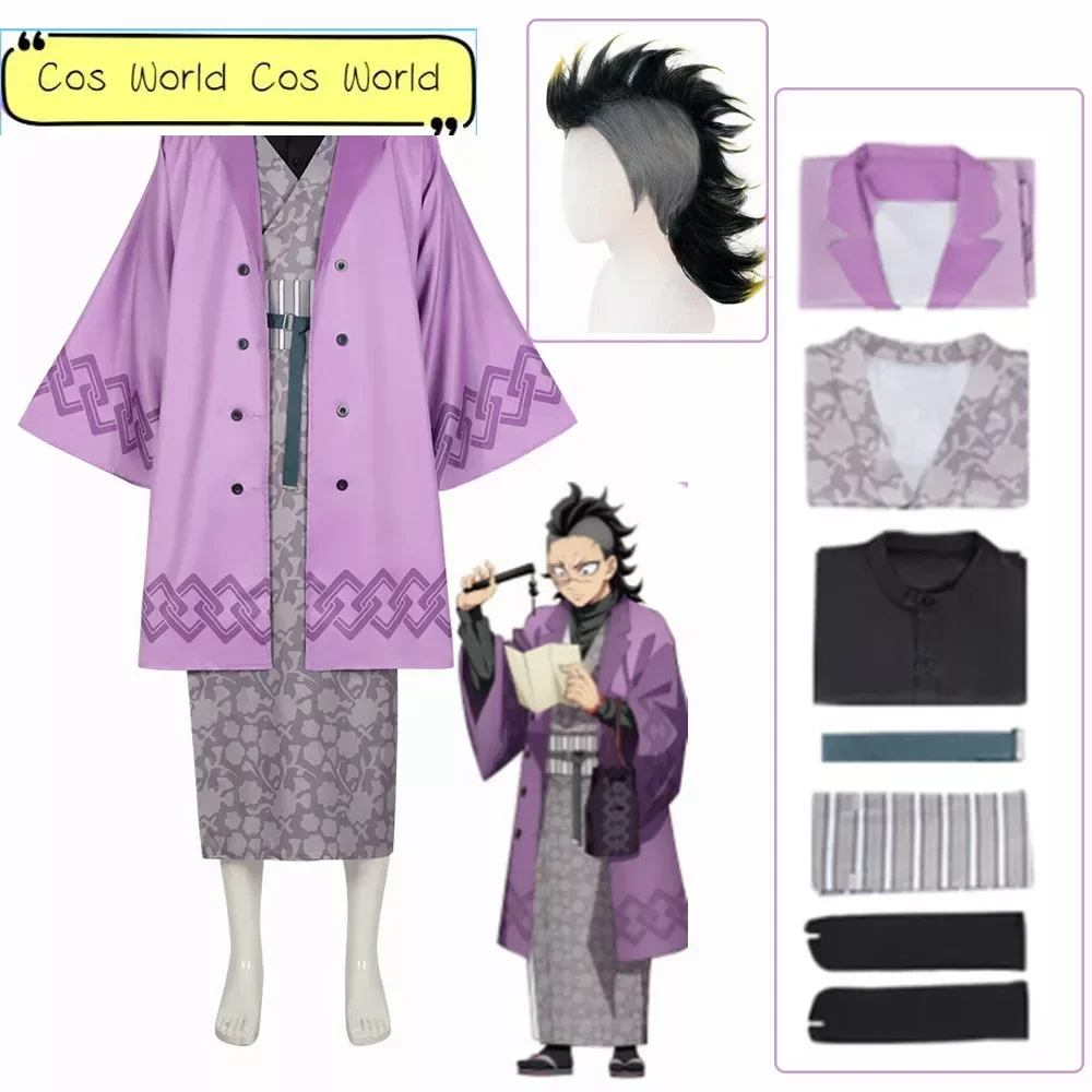 

New Genya Shinazugawa Cosplay Costume Wig Cosplay Kimono Halloween Party Uniform Women Men