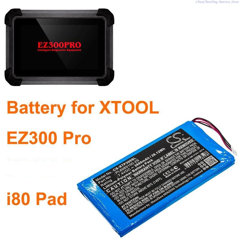 Cameron sino-電子機器用の診断ツールバッテリー,3800mah,xtool,ez300 pro,ez400 pro,i80,pad,PL6065100-2S
