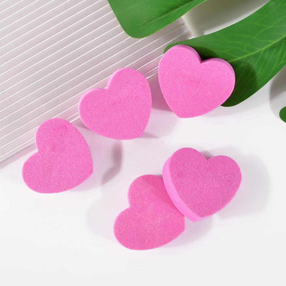 1pc/5pcs/10pcs Heart Sponge Nail Files Blocks 180/240 Double-sided Polishing Sanding Buffer Washable Sandpaper Manicure Tools