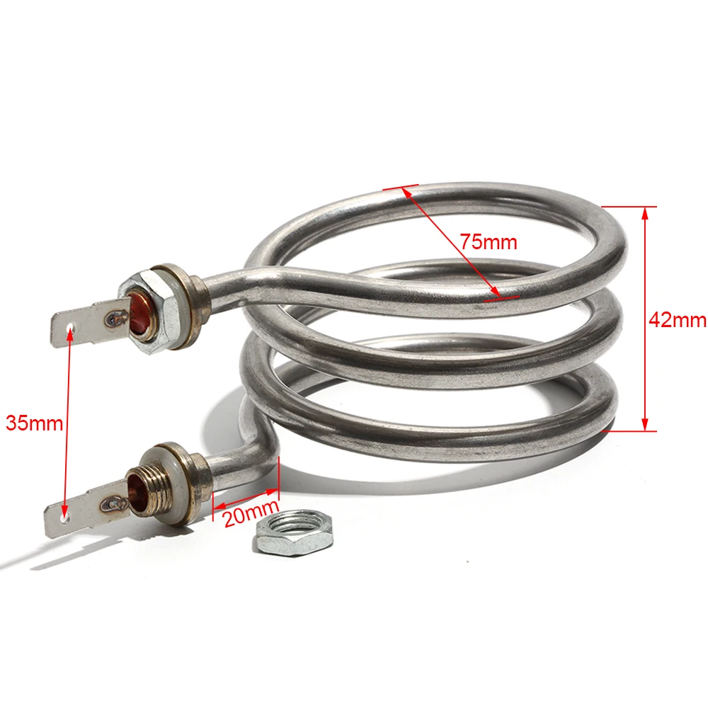 LUJINXUN-Elemento de aquecimento elétrico, distribuidor de água, tubo transversal de mola, 3 bobinas, 7mm, 220V, 800W