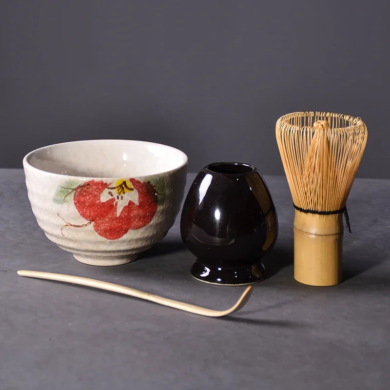 Tangpin 4pcs/Set Traditional Matcha Giftset Bamboo Whisk Scoop  Bowl Holder Japanese Tea Sets