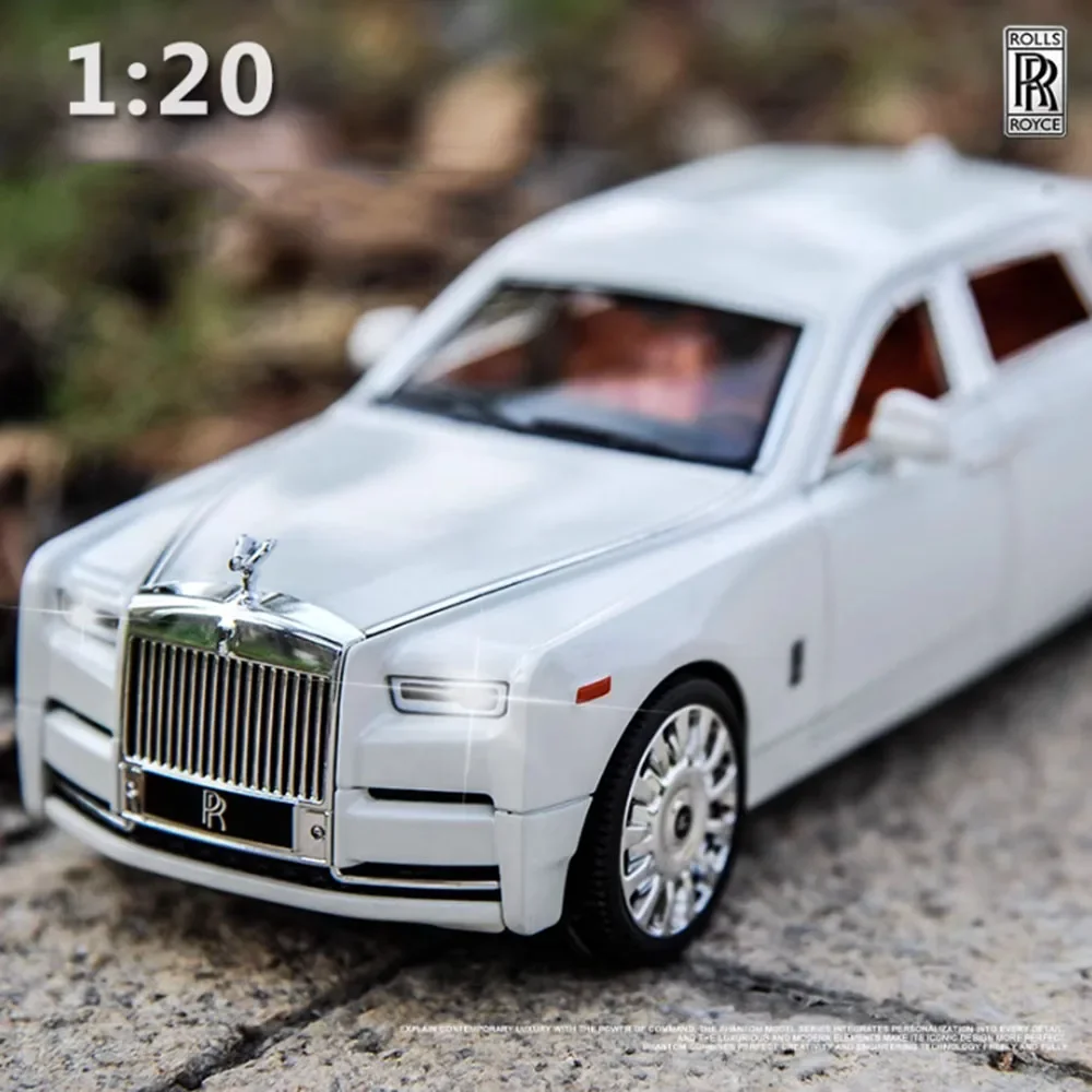 1:20 Rolls-Royce Phantom klasyczny Model miniaturowy samochód zabawki stop odlewany dźwięk światło wycofać pojazdy zabawki dla dzieci prezenty świąteczne