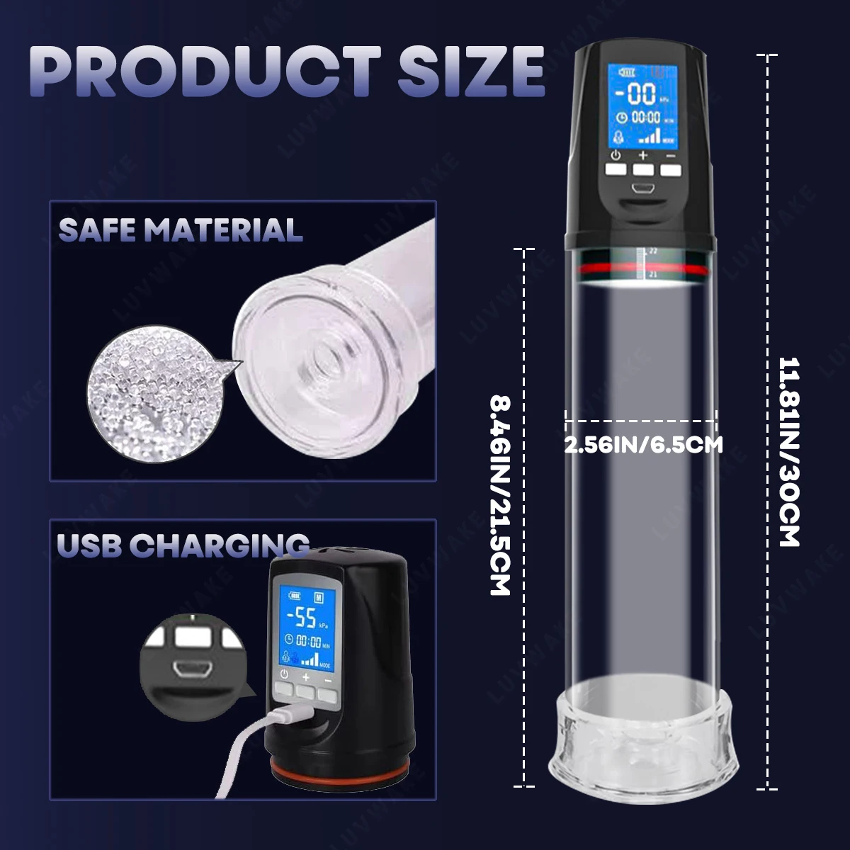 Electric Penis Enlarge Vacuum Pump 4 Suction Intensities Automatic High-Vacuum Penis Enlargement Extend Pump Air Pressure Device