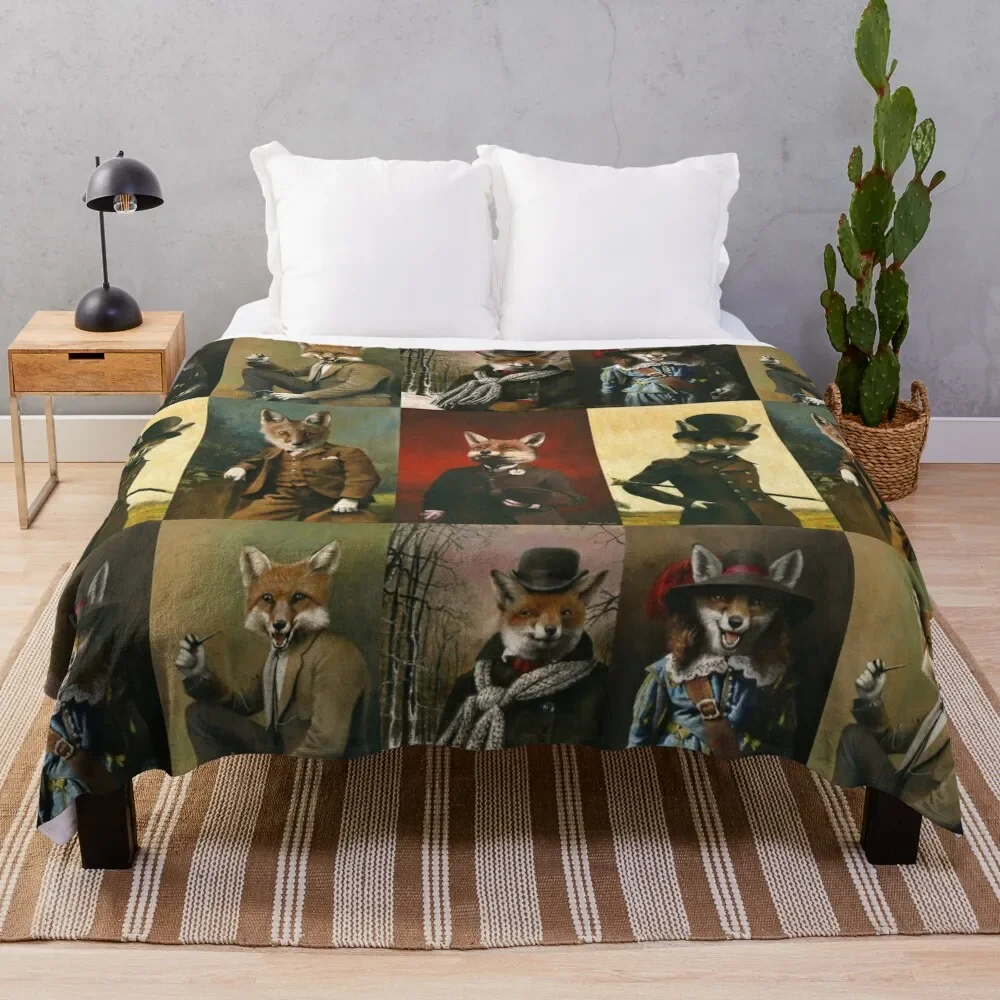 

Vintage And Historical Foxes Throw Blanket Cozy Microfiber Throw Blanket for Home Bedroom