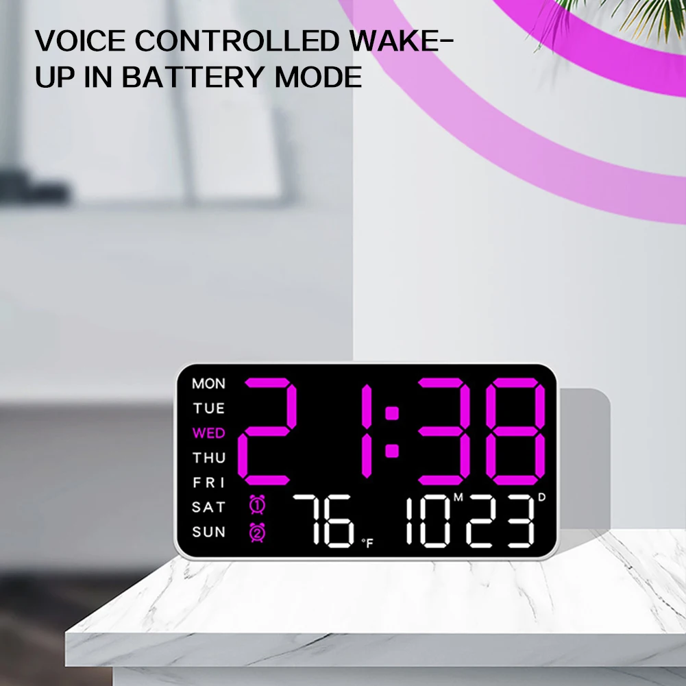 Frameless Digital Wall Clock Voice Control Versatile Modern Decor For Bedroom Living Room