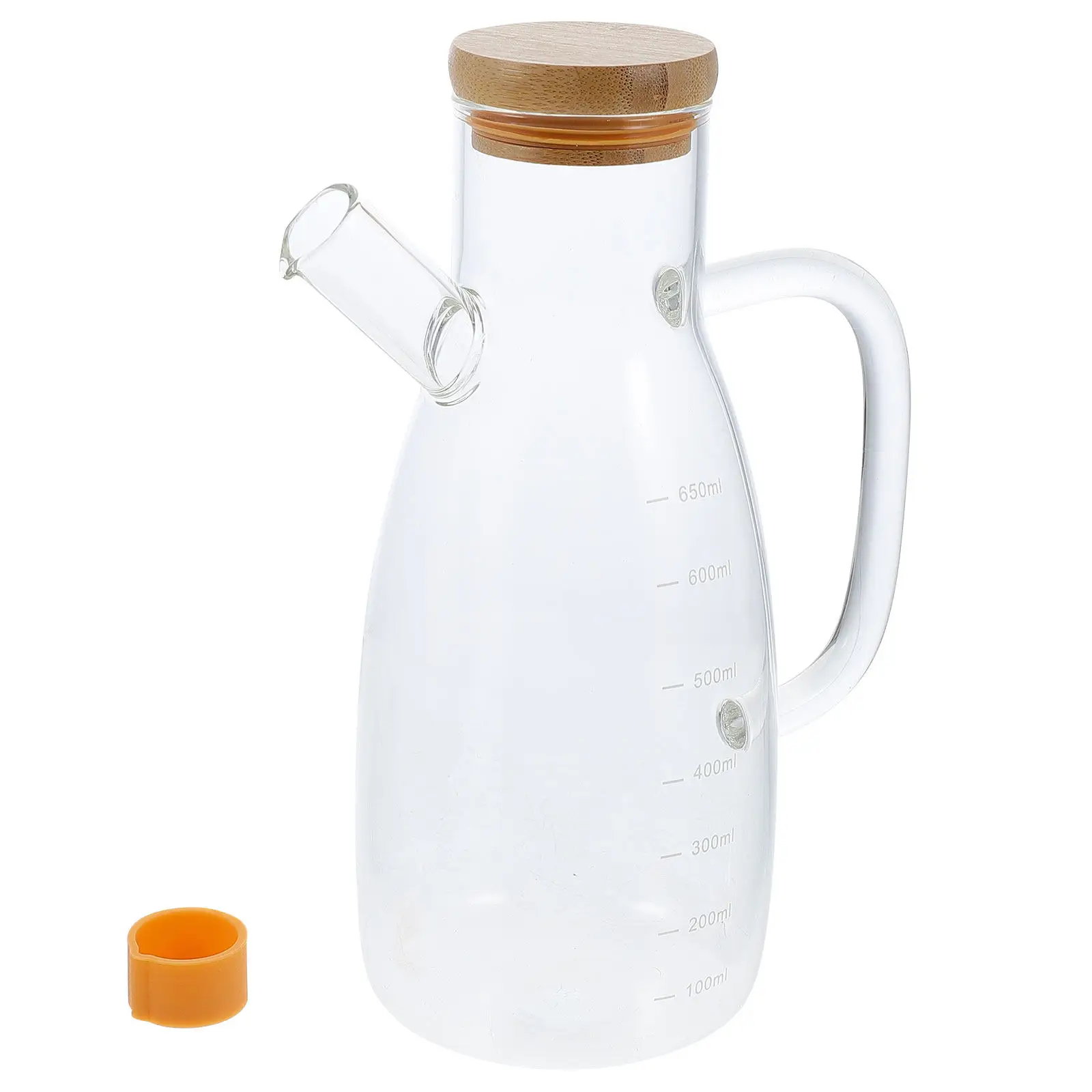 Botella de Vidrio para Aceite con Tapa de Bambú, Dispensador de Condimentos para Vinagre, Salsa de Soya, Aceite Balsámico, Contenedor de Almacenamiento de Condimentos para Cocina
