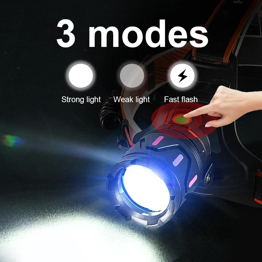 800000LM Most Powerful Headlamp 18650 Rechargeable High Power LED Head Flashlight Fishing Head Lantern Professional Front Light