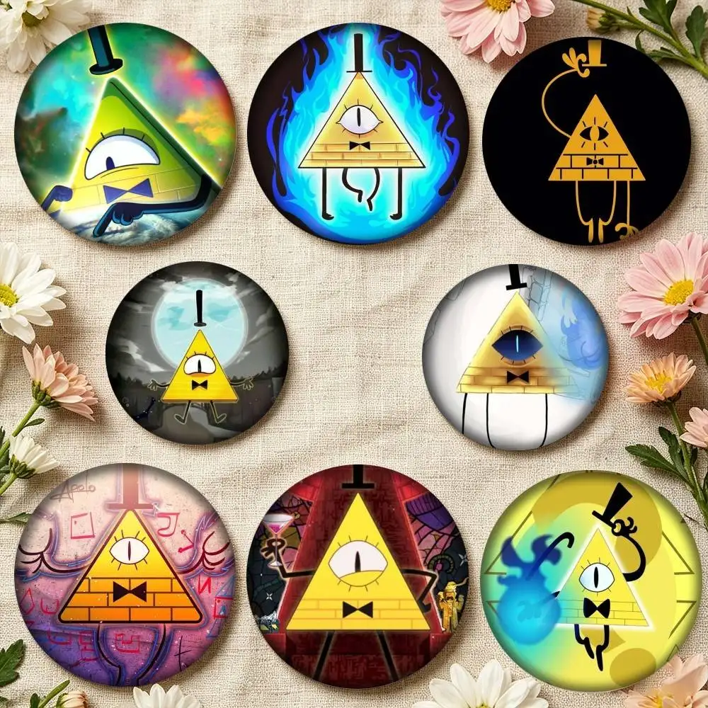 Gravity Falls Bill C-Cipher 25 32 44 58 75mm Badges Personalized Round Brooches Pins Accessory Gift