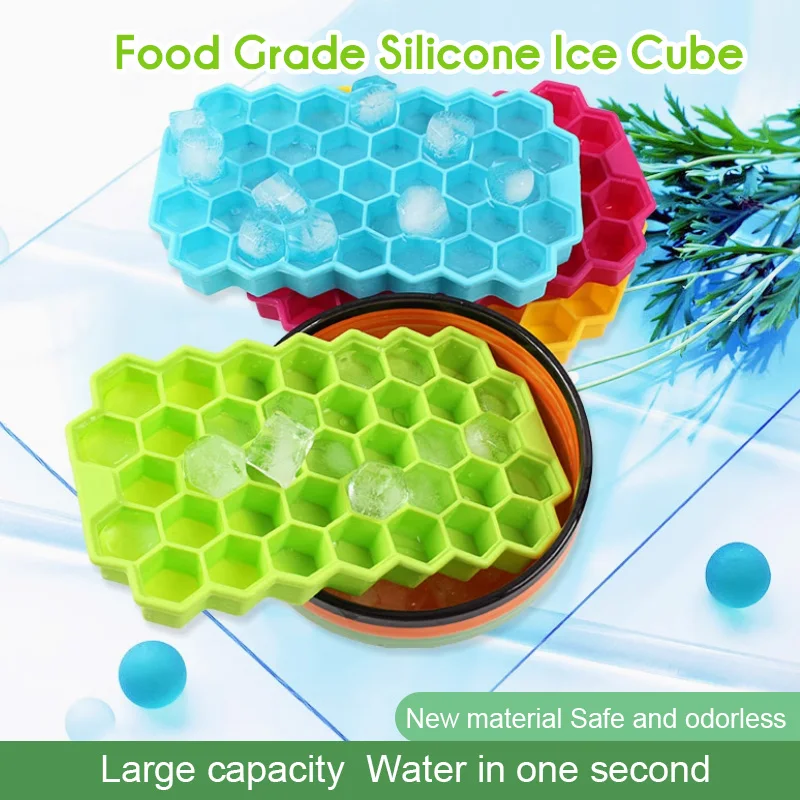 37 Cavity Silicone Ice Cube Mold with Lids Large-capacity Ice Trays Food Grade Ice Maker BPA Free Reusable Kitchen Gadgets