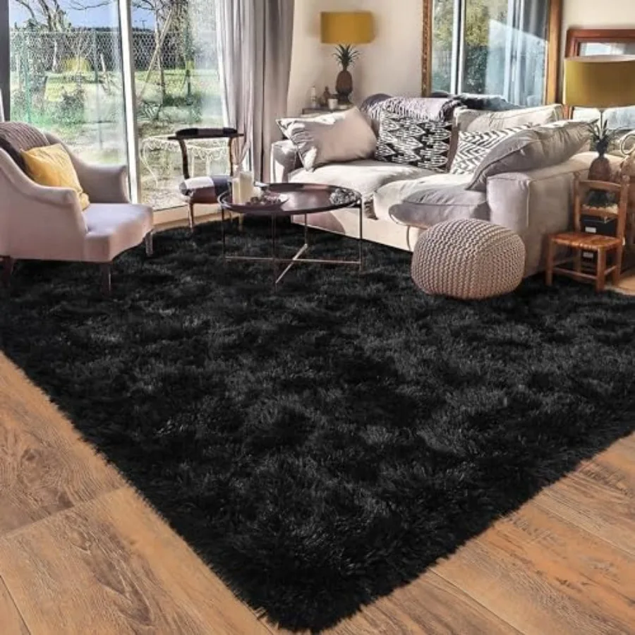 

8x10 Area Rugs for Living Room Ultra Soft Large Shag Black Bedroom Rug Upgrade Non-Slip Plush Modern Fluffy Carpet for Boys Gir