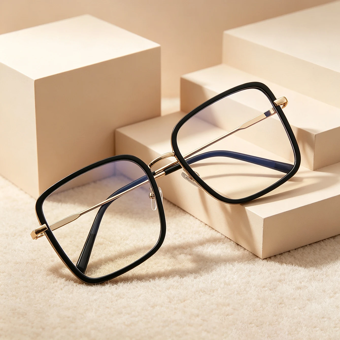 1pc Square Anti Blue Light Glasses Thin Metal Rim Full Frame Non-Prescription Eyeglasses for Women Men Daily Street Style Casual