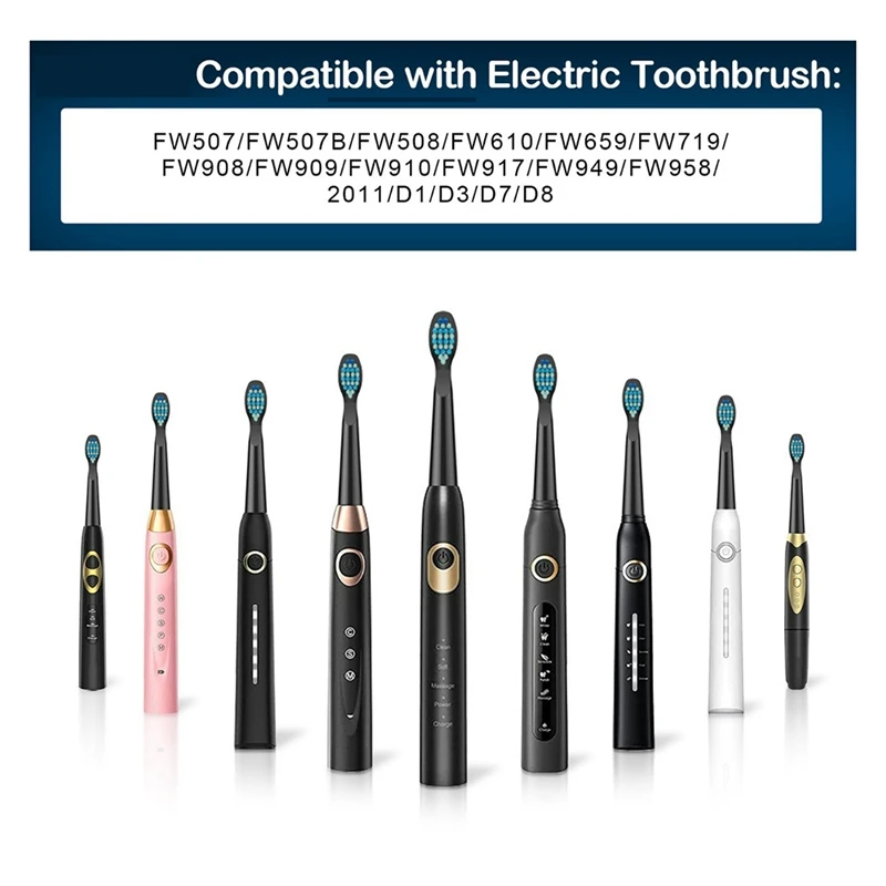 Tête de rechange de brosse à dents 10 pièces pour FW-507 Fairywill/508/551/917/959,FW-D1/FW-D3/FW-D7/FW-D8