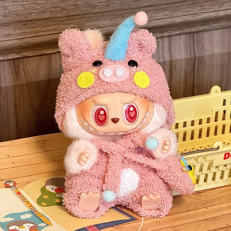 Kawaii Mini Plush Doll Outfit - Korea Kpop Exo Labubu II Idol Doll Clothes Jumpsuit Sitting Party Apparel for Cute Mini Dolls