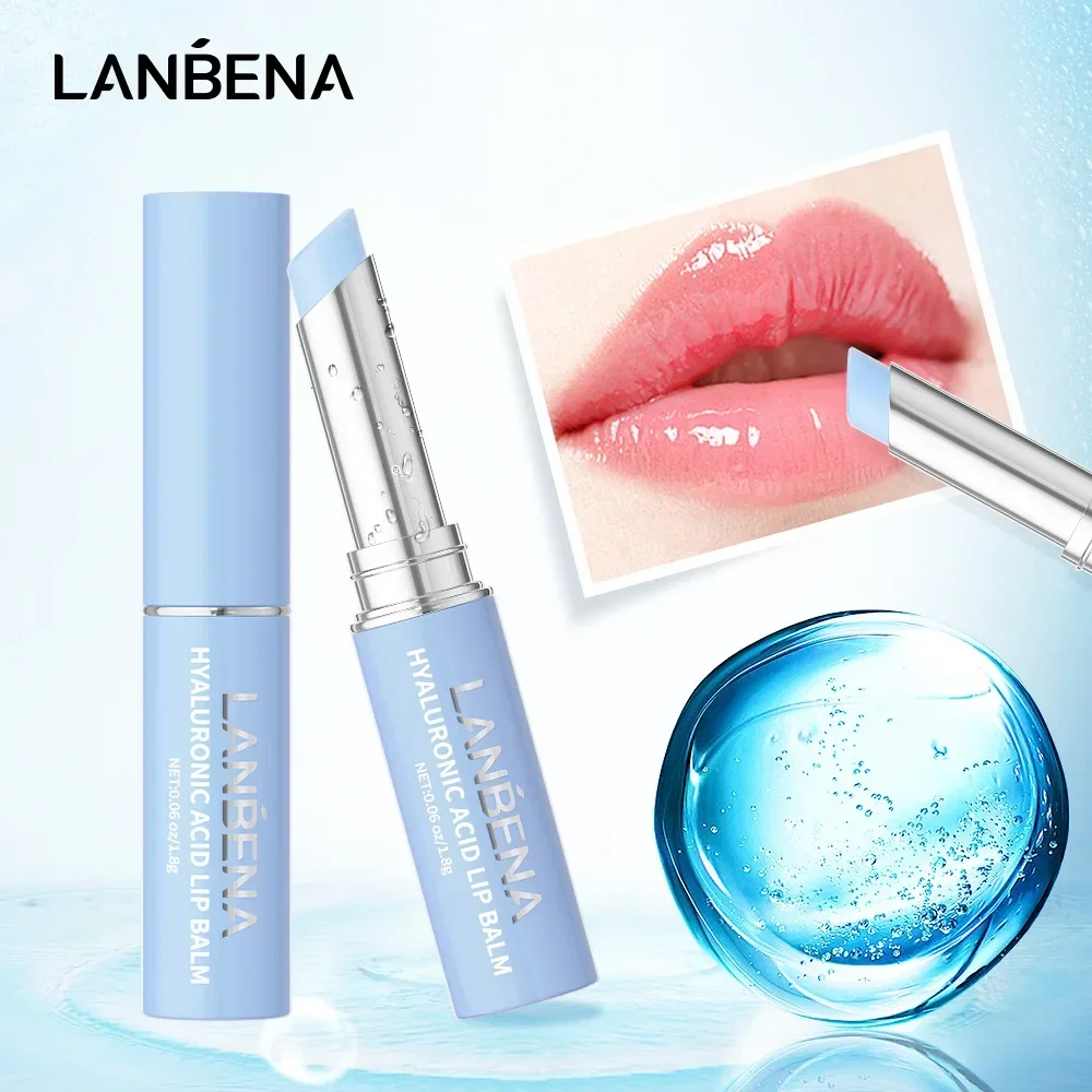 Lanbena-Bálsamo labial hidratante calmante, aliviar a secura, lábios secos, Plumper, cuidado labial, seleção visível, ácido hialurônico, suave