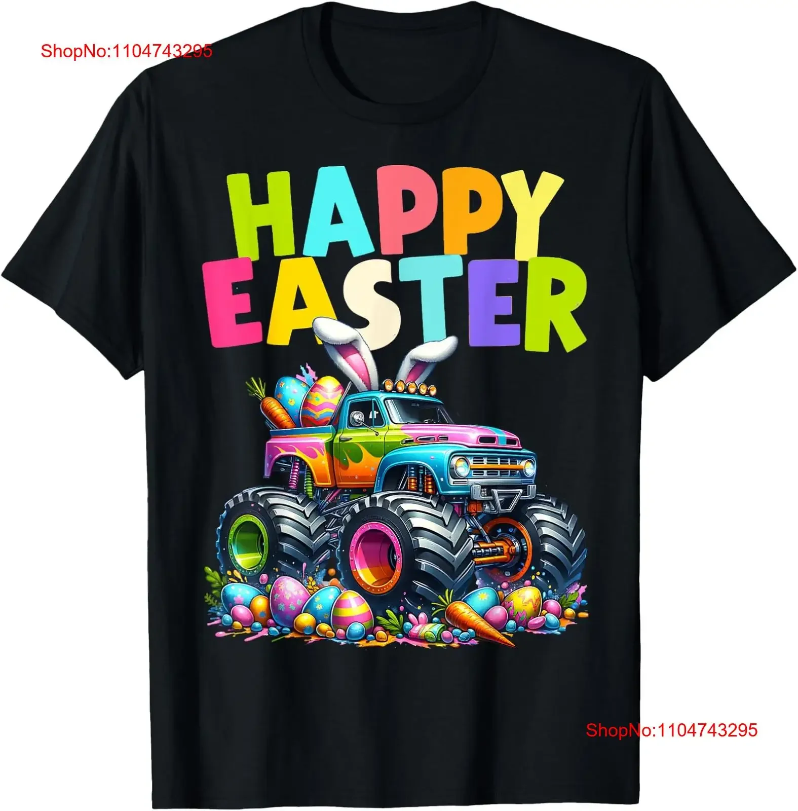 

Футболка для мальчиков Happy Easter M0nster Truck Eggs Hunt для малышей, винтажная потертая эластичная дышащая уличная одежда унисекс с рисунком