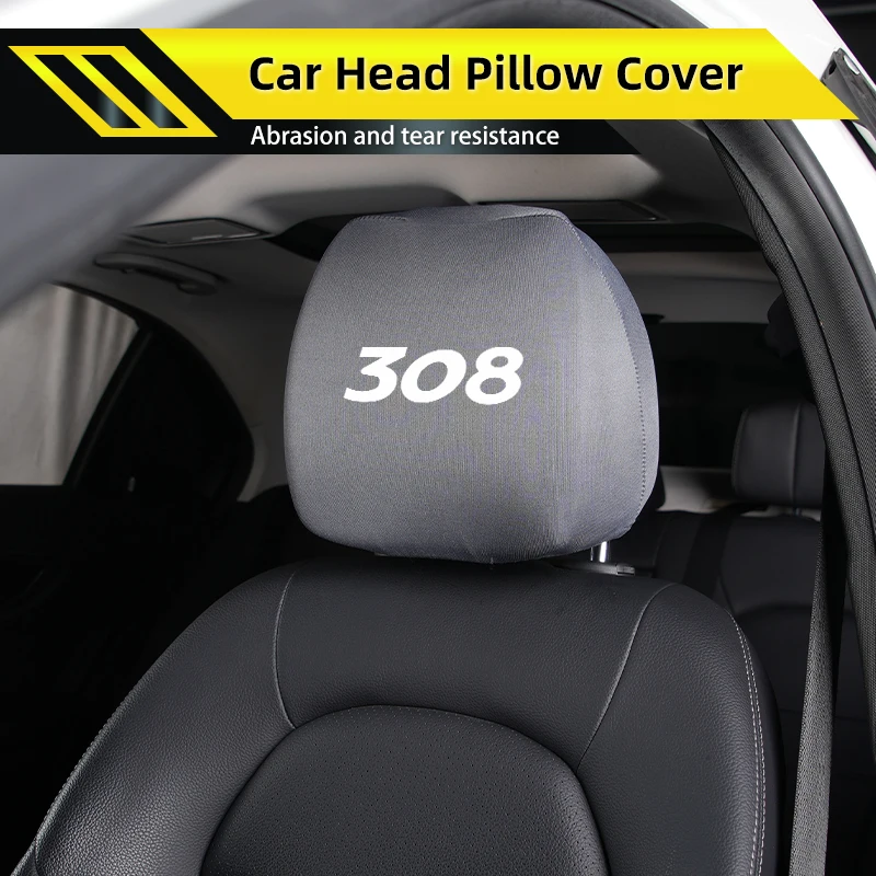 Fabric Car Headrest Cover Breathable Soft Cloth Material For Peugeot 407 508 2008 5008 307 308 3008 206 207 107 205 607 108 807