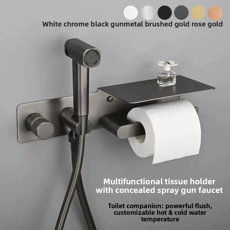 Toilet toilet spray gun significant other set, bathroom toilet hot and cold washers with paper towel holder