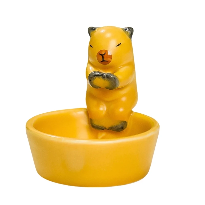 Table Ceramics Capybara Candle Holder Nonslip Base Cartoon Warming Paws Animal Tealight Stand Candlestick Decoration