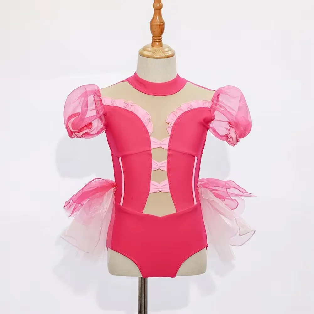 rose-red-bubble-sleeves-puffy-skirt-jazz-performance-costume-customization