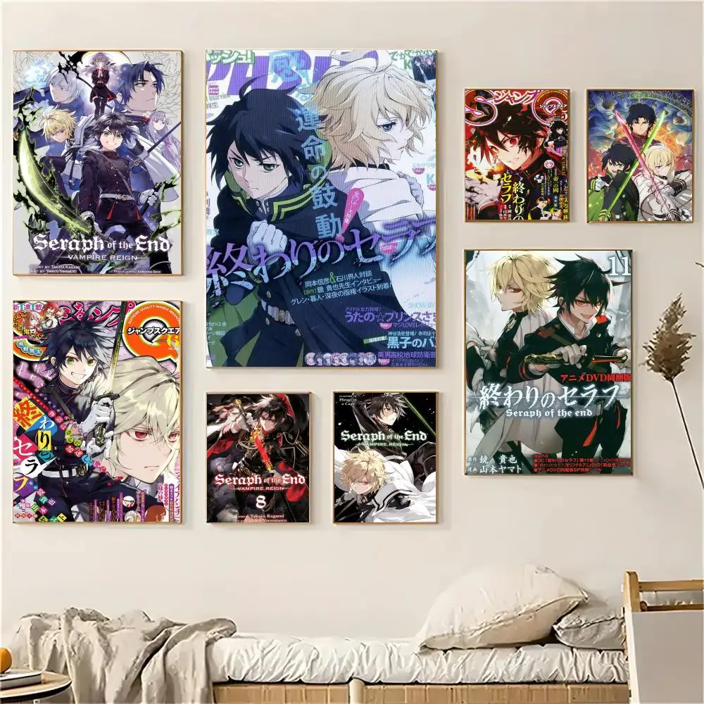Anime Seraph Of The End Poster Self-adhesive Living Room Bedroom Party Bar Decor Moisture-proof Fade-resistant HD