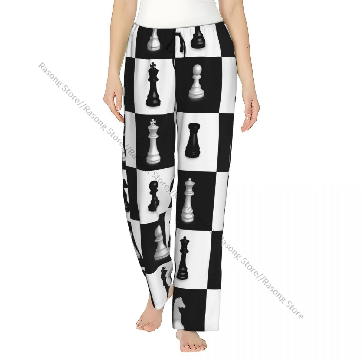 

Warm Women Pajama Pants Chess Pattern Flannel Sleep Bottoms Soft Fleece Loungewear