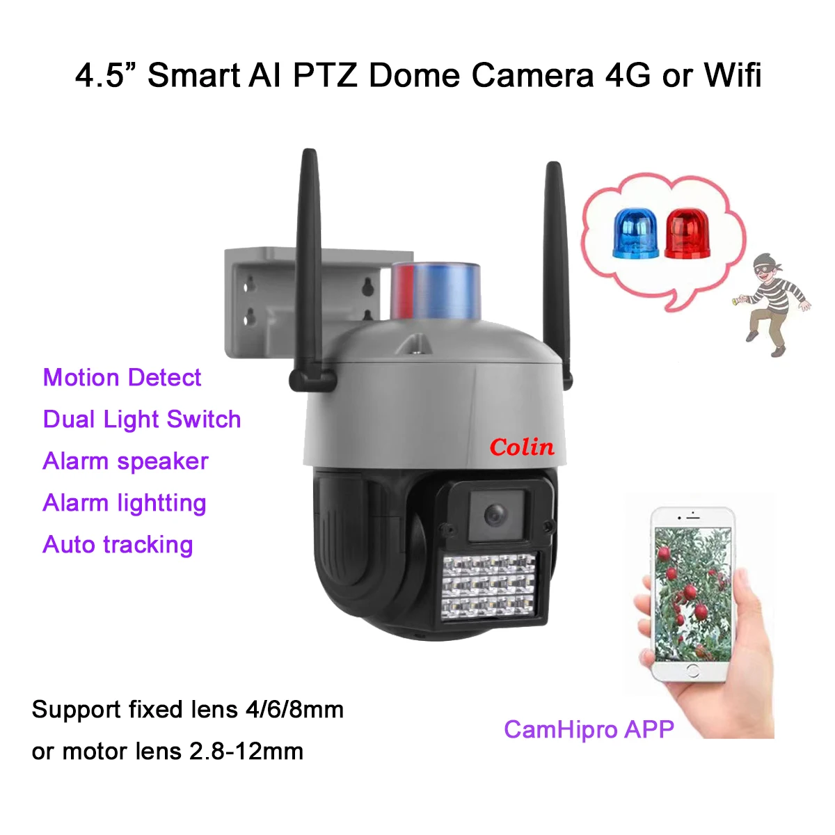 กล้องวงจรปิดไร้สายพลังงานแสงอาทิตย์ 80W+40AH พร้อมระบบพลังงานแสงอาทิตย์ 4.5 นิ้ว 4G 5MP กล้องวงจรปิดแบบหมุนได้ อัจฉริยะ ขายดี