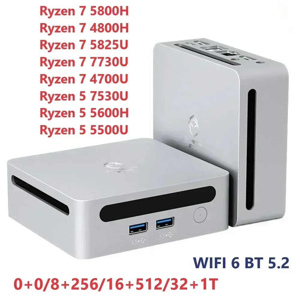 SZBOX Ryzen 7 5800H 5825U 7530U 7730U 4800H 5600H 5500U Мини-ПК Windows 11 DDR4 3200 МГц NVMe SSD WiFi6 BT5.2 Настольный компьютер для геймеров