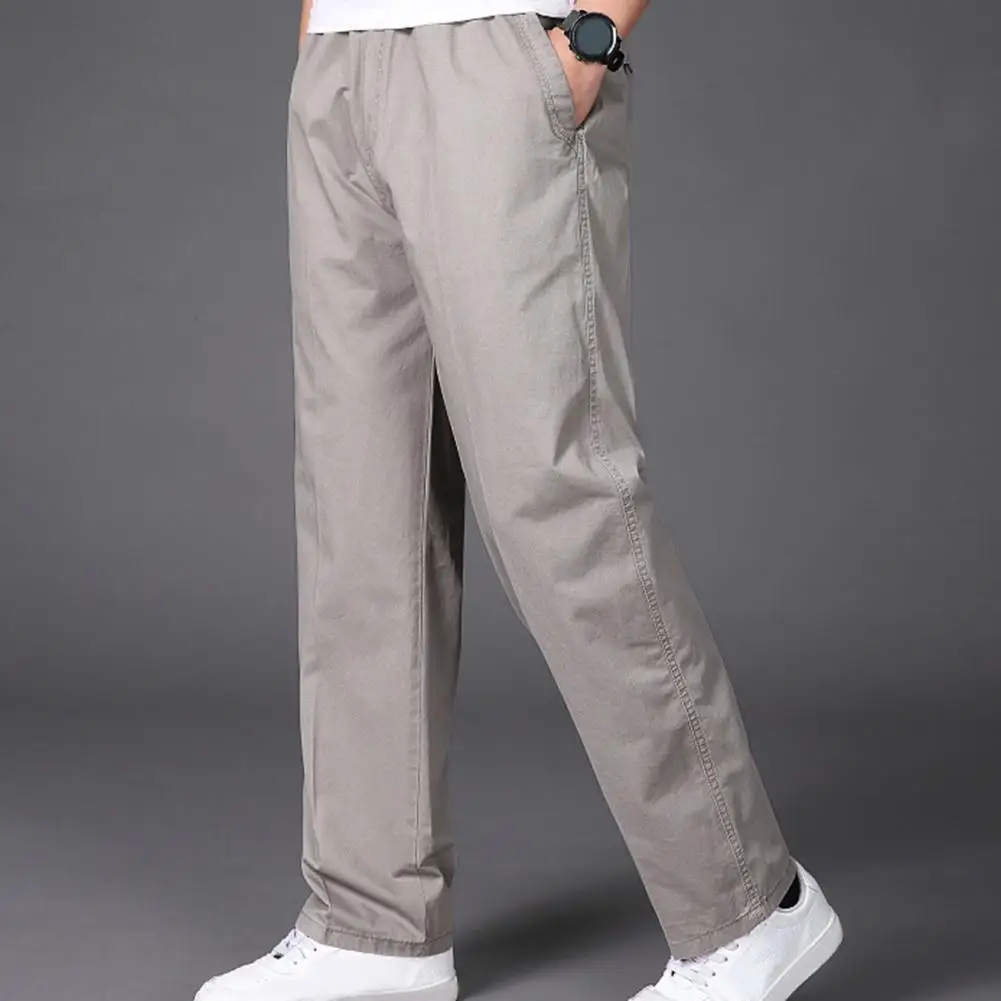 

Men Sweatpants Men's Plus Size Cargo Pants with Elastic Waist Wide Leg Solid Color Sports Trousers with Multiple for Comfort
