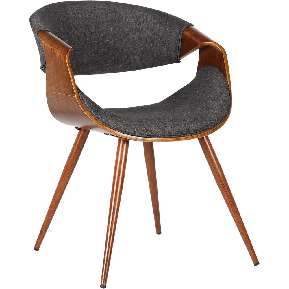 

Butterfly Mid-century Dining Chair In Walnut Finish And Charcoal Fabric