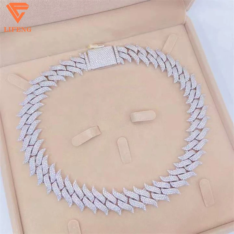 New Design Men's Hip Hop Jewelry 925 Sterling Silver 20MM Cuban Chain Necklace Ice Out VVS Moissanite Diamonds Cuban Link Chain