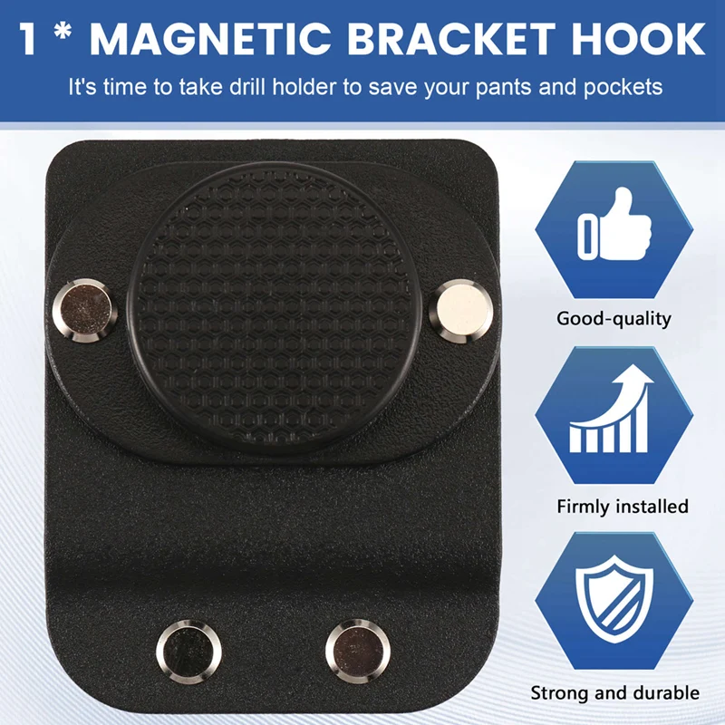 AB47-Clip per cintura da trapano Staffa per morsetto per cintura da trapano portatile multifunzionale Supporto per nastro di misurazione con gancio Portautensili magnetico