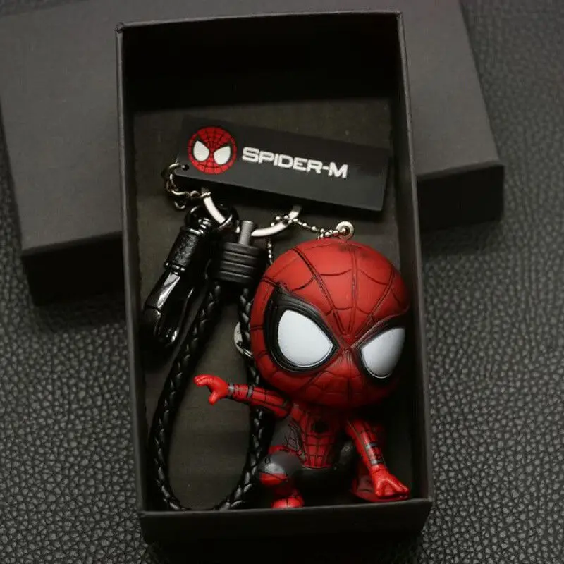 

Marvel Anime Character Spider-Man Keychain Kawaii Cartoon Q Version Avengers SpiderMan Backpack School Bag Key Pendant Boy Gift