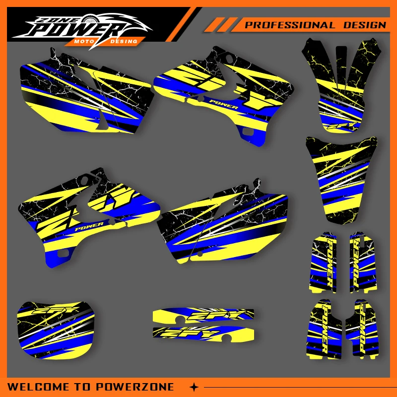 

POWERZONE Motocross Team Graphics Background Sticker Decal Kits For YAMAHA 2003 2004 2005 YZF250 YZF450 Customized Number