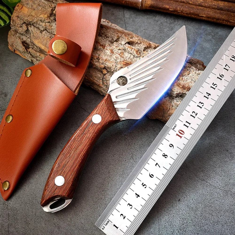 Forged Stainless Steel Butcher Outdoor Hunting Cleaver Utility Fish Knife Meat Fruit Vegetables Camping Survival Hunting Knife