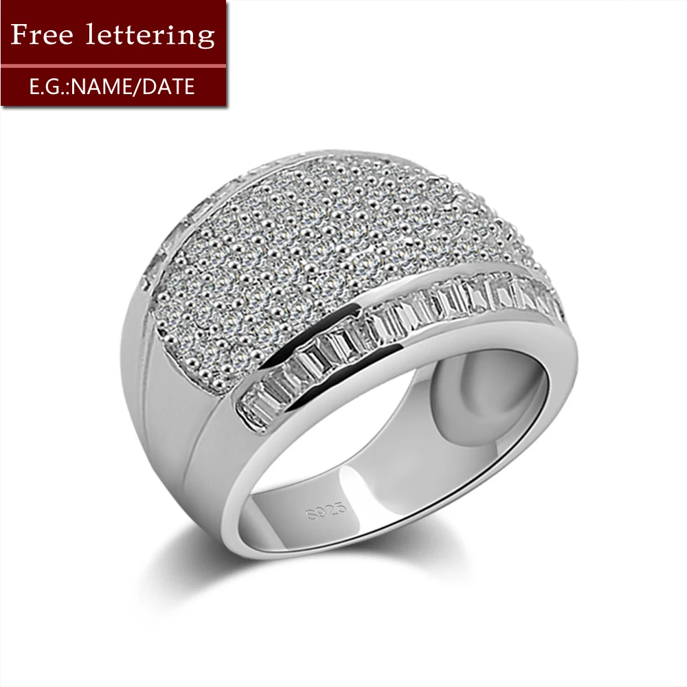 

Luxury Women Platinum Plated Solid 925 Sterling Silver Ring 5A Cubic Zircon Inlaid Dense Wedding Ring Fashion Jewelry Gift