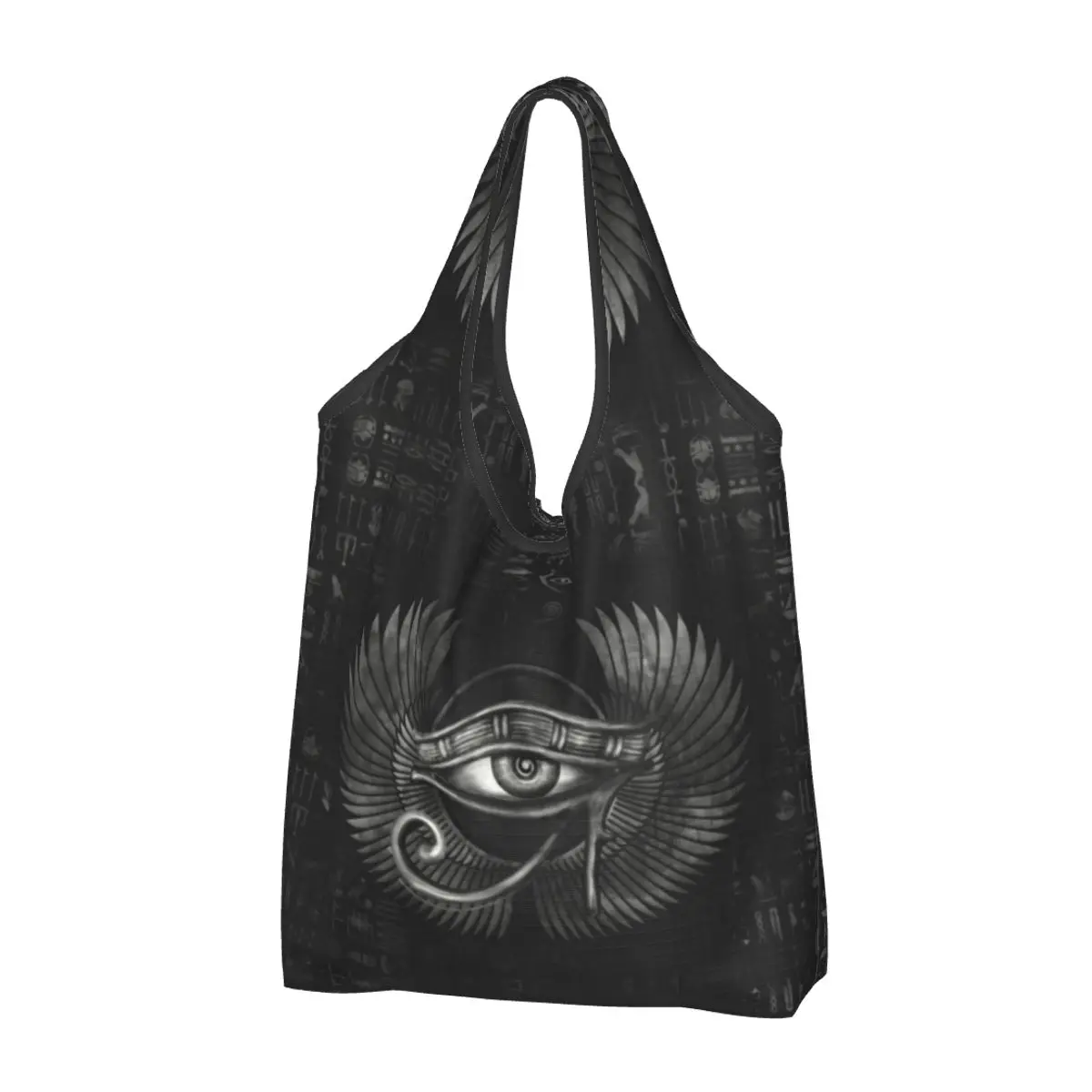 Cute Printing Egyptian Eye Of Horus Shopping Tote Bag Portable Shoulder Shopper Ancient Egypt Hieroglyphics Handbag