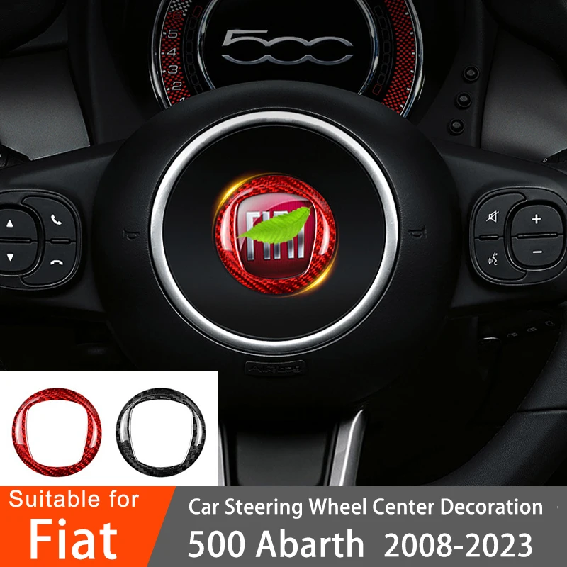

Carbon Fiber Interior Modification Car Steering Wheel Center Marker Cover Decorative Stickers For Fiat 500 Abarth 2008-2023