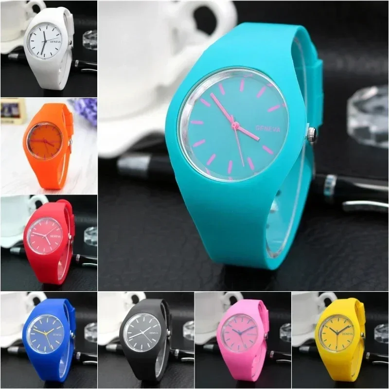 Full Silicone Case Ladies Clock Strap Women Watches Casual Sport Colorful Jelly Watches Silicone Band Quartz Wristwatches Girl